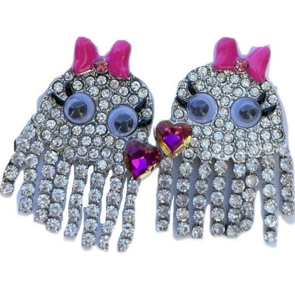 Betsey Johnson Ghost Fringe drop earrings! NWT! - Picture 4 of 9